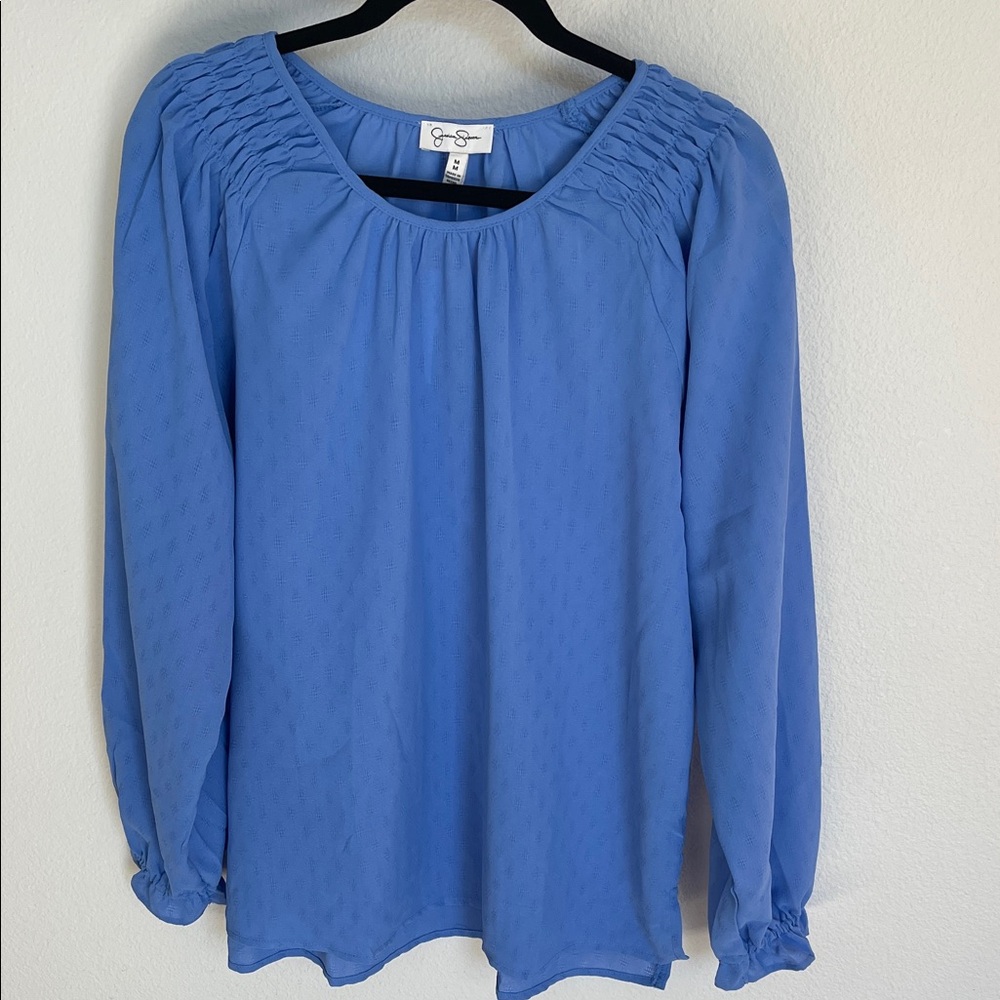 Jessica Simpson Periwinkle Blue Gathered Blouse